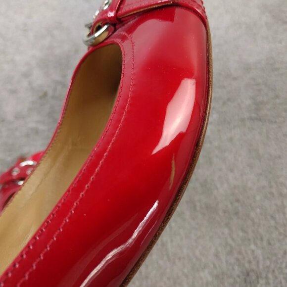 Stuart Weitzman Patent Leather Pumps Womens 7.5 Shoes Heels Red - Picture 7 of 8